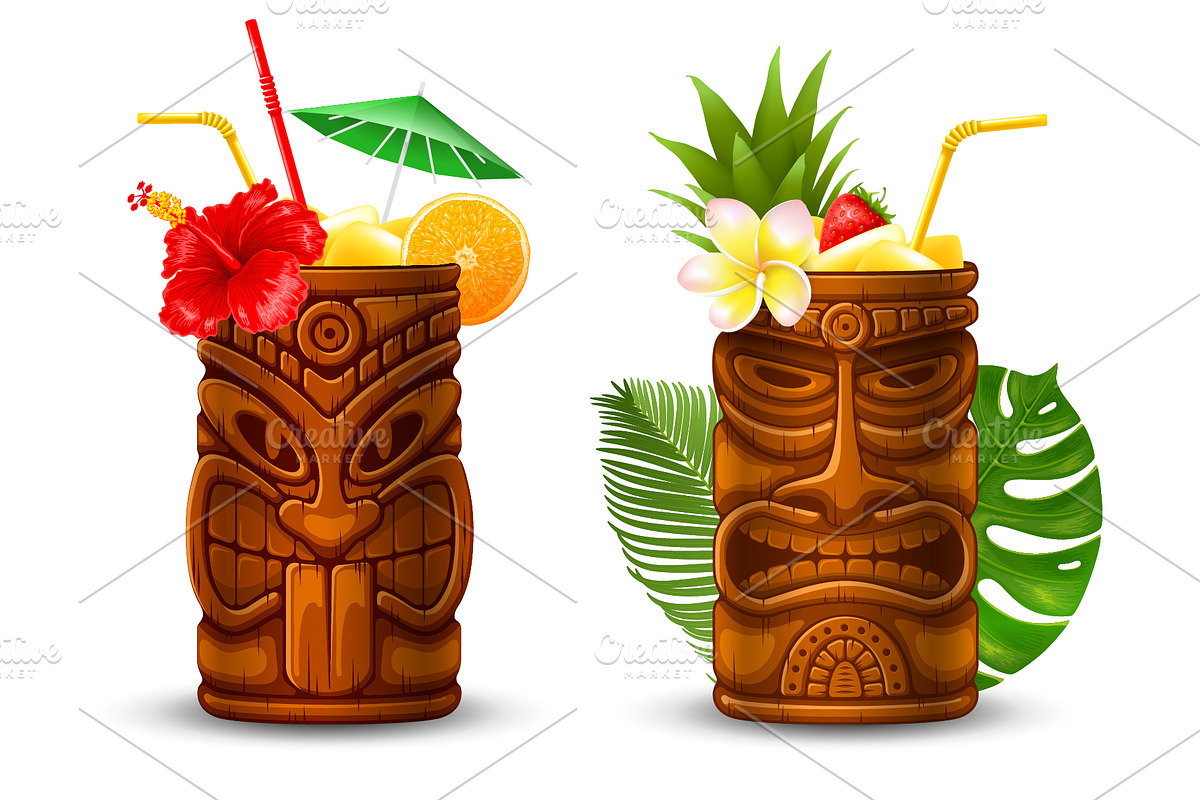 Cocktail in Tiki mug in Illustrations - product preview 8