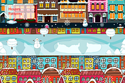 Seamless Winter Houses Patterns