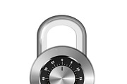 Realistic round padlock with code