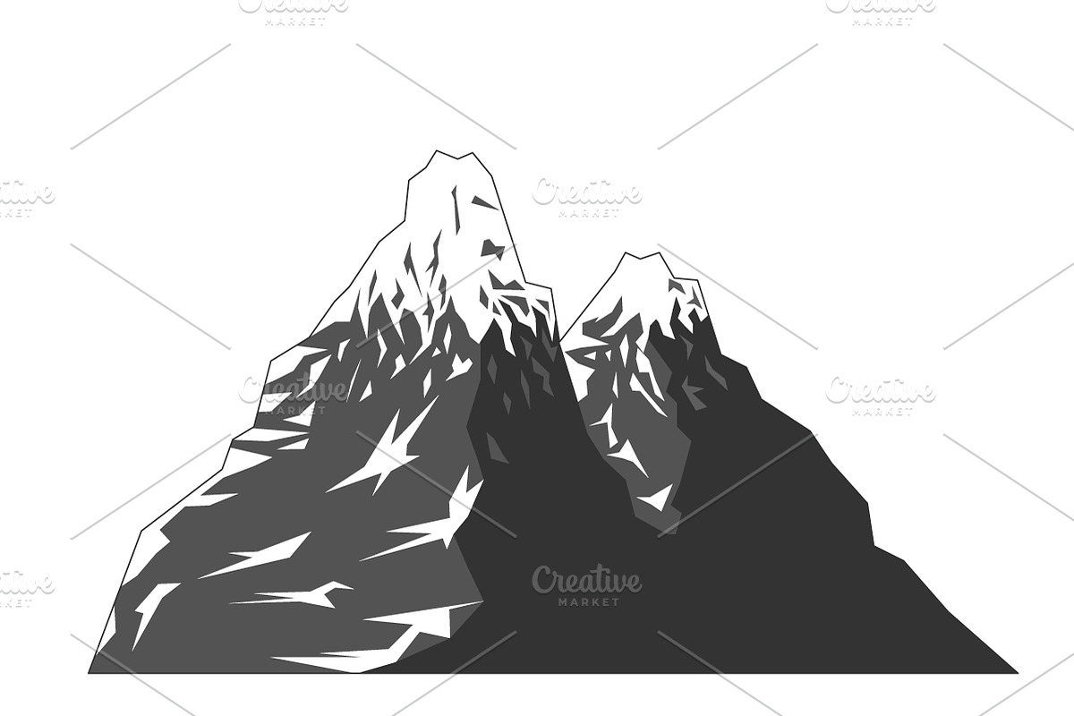 Simple gray snowy mountains in Objects - product preview 8
