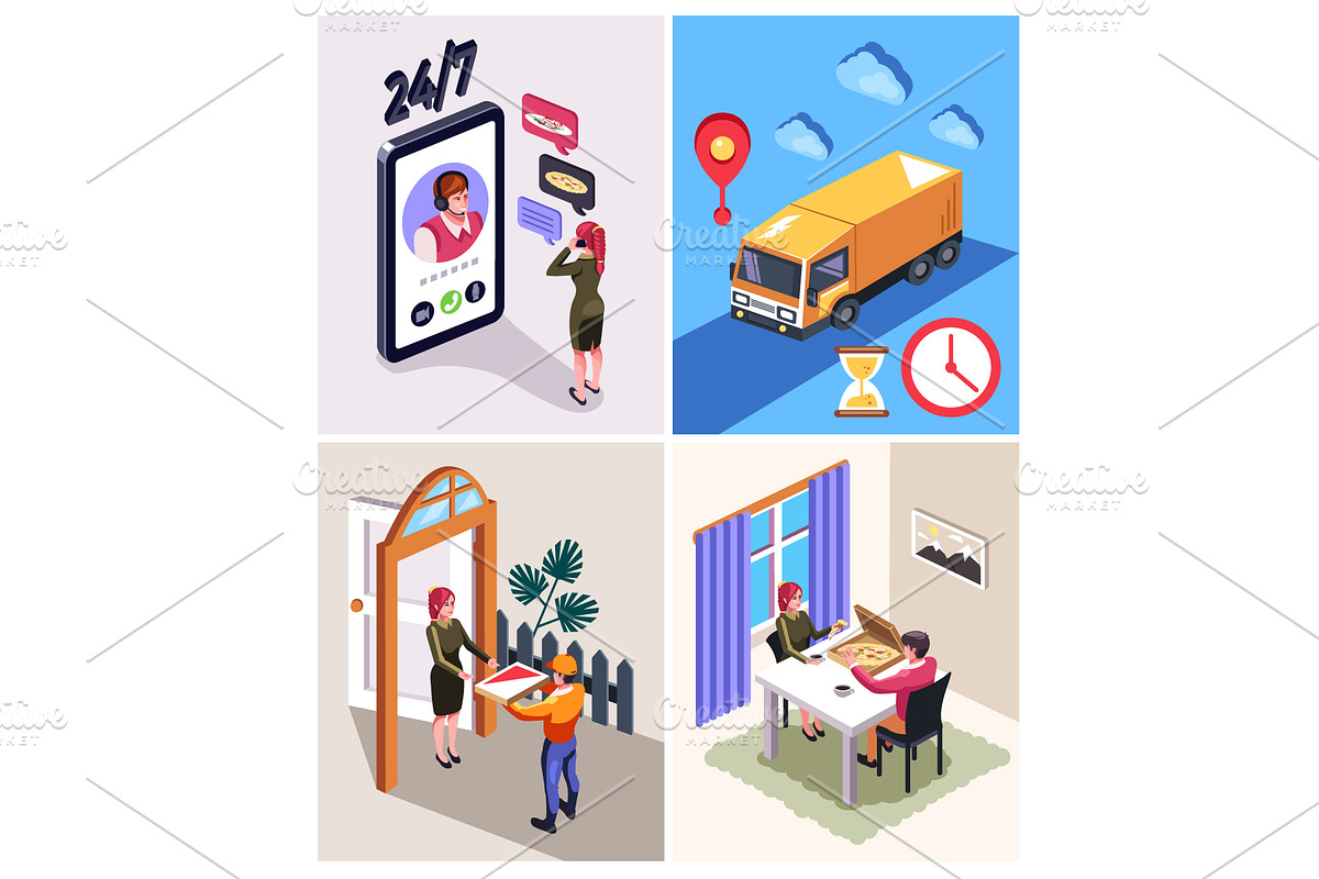 Online food delivery process concept in Illustrations - product preview 8