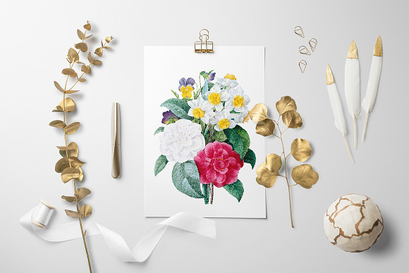 camellia daffodil bouquet Vintage in Illustrations - product preview 3