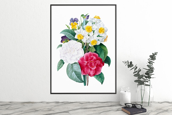 camellia daffodil bouquet Vintage in Illustrations - product preview 5