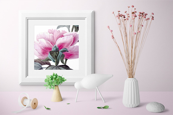 Peony Clipart Pink Flowers in Illustrations - product preview 5