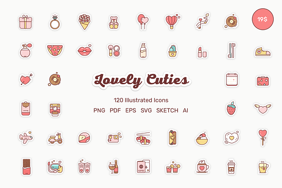 Lovely Cuties 120 Illustrated Icons in Love Icons - product preview 3