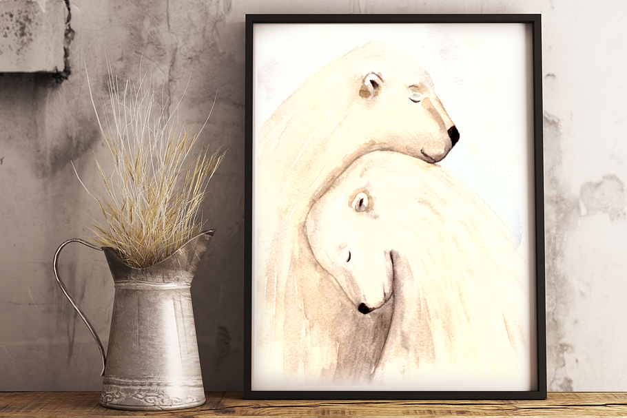 Love & Bears Watercolor Illustration in Illustrations - product preview 8