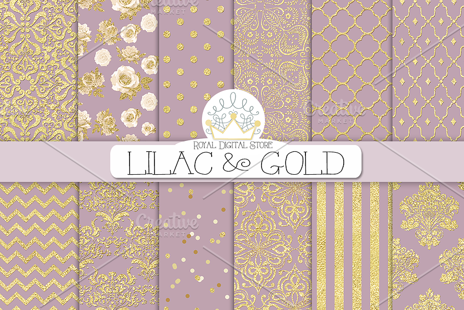 LILAC & GOLD digital paper in Patterns - product preview 8