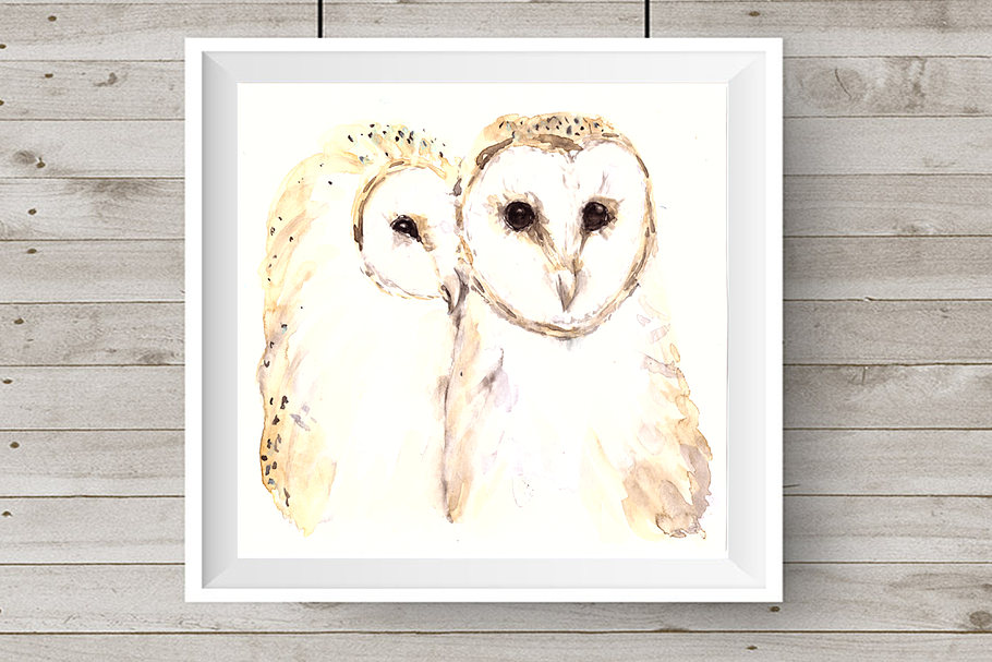 Love & Owls Watercolor Illustration