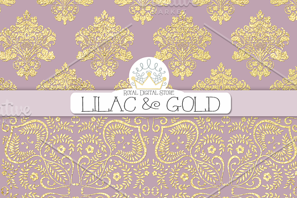 LILAC & GOLD digital paper in Patterns - product preview 1