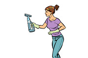 washing cleaning sprayer, woman