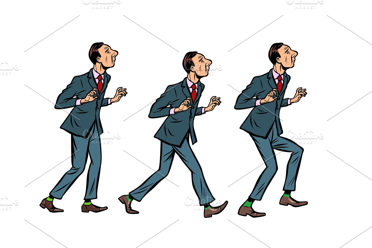 businessman walks, gait character in Illustrations - product preview 8