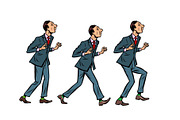 businessman walks, gait character