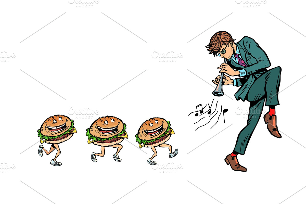 burgers go for a man with a pipe in Illustrations - product preview 8