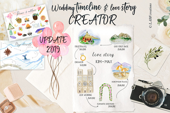 Wedding timeline, map story creator in Illustrations - product preview 22