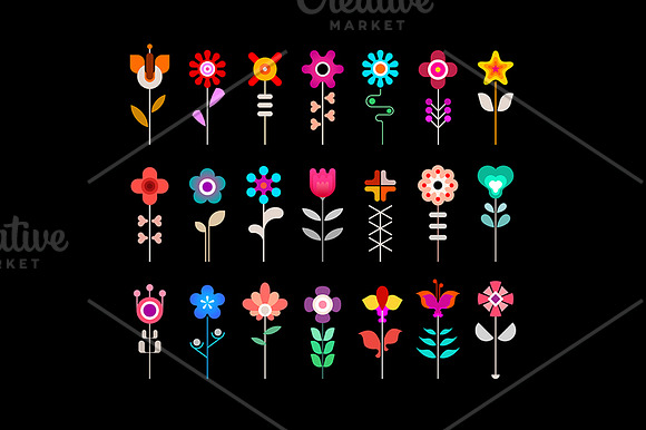 4 Flower Vector Icon Sets in Black And White Icons - product preview 1