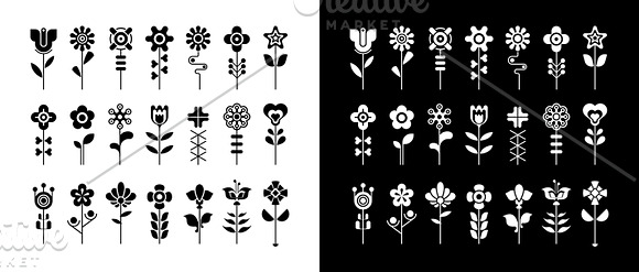 4 Flower Vector Icon Sets in Black And White Icons - product preview 4