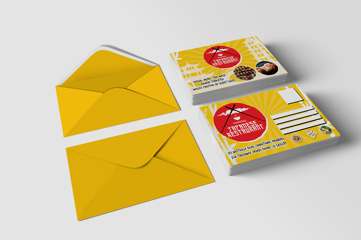 Japanese Food Restaurant Promotion P in Card Templates - product preview 8