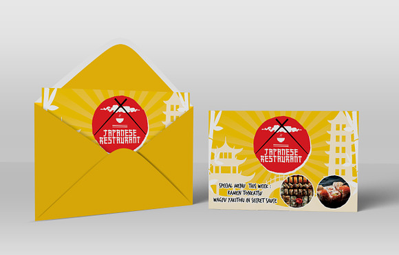 Japanese Food Restaurant Promotion P in Card Templates - product preview 2