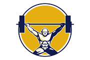 Weightlifter Lifting Weights Circle