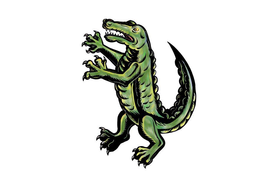 Crocodile Standing Up Tattoo