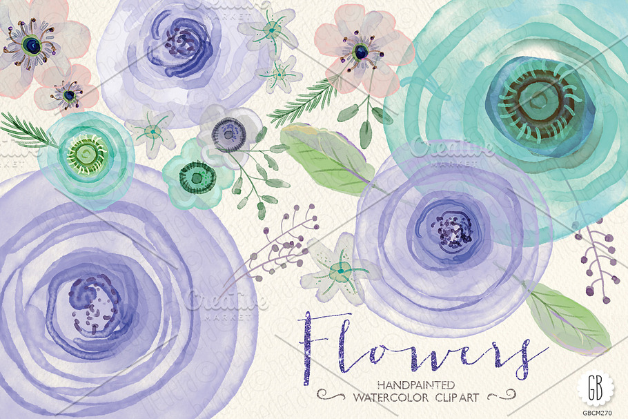 Watercolor lavender mint flowers in Illustrations - product preview 8