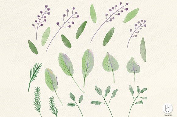 Watercolor lavender mint flowers in Illustrations - product preview 2