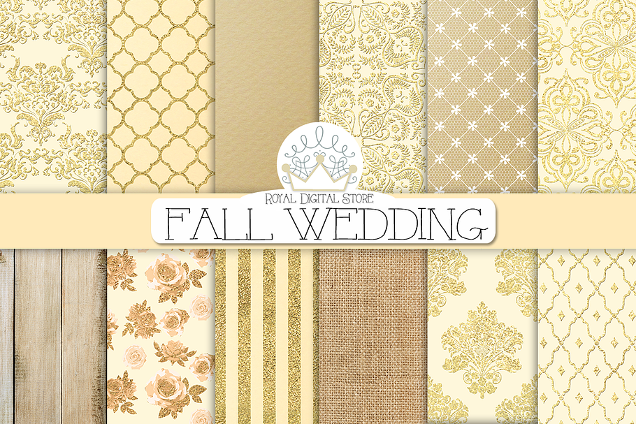 FALL WEDDING digital paper in Textures - product preview 8