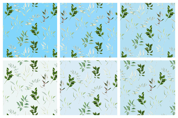 Spring greenery watercolor set in Illustrations - product preview 8