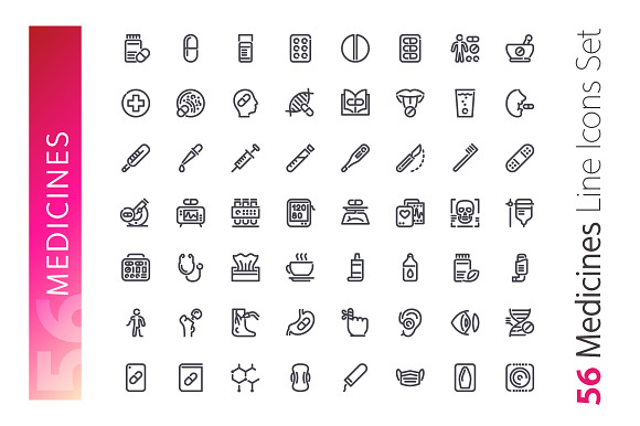 Medicines Line Icons Set in Icons - product preview 1
