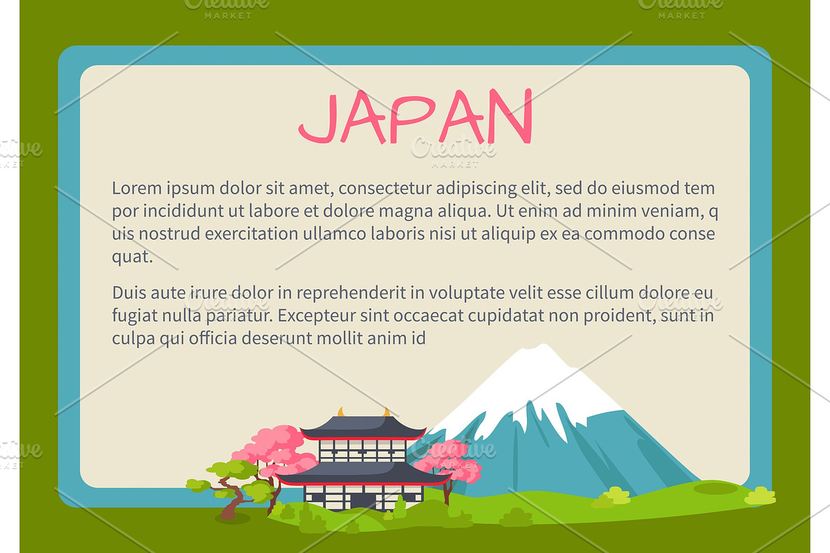 Japan Framed Vector Touristic Banner in Illustrations - product preview 8