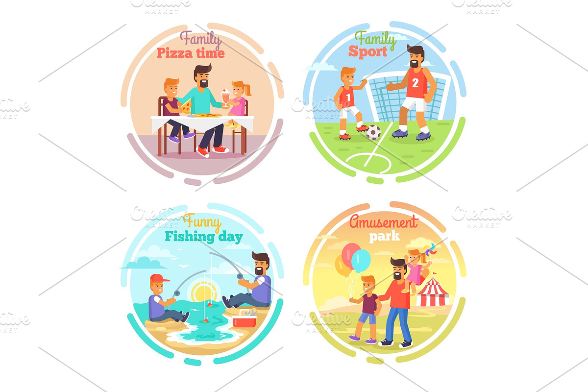 Father's Day Card with Happy Dads in Illustrations - product preview 8