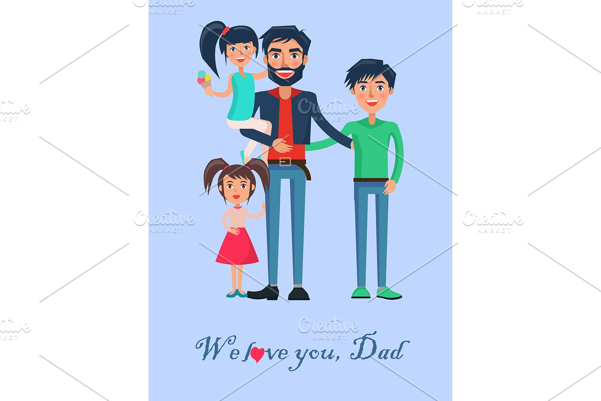 Happy Father of Many Children Vector in Illustrations - product preview 8