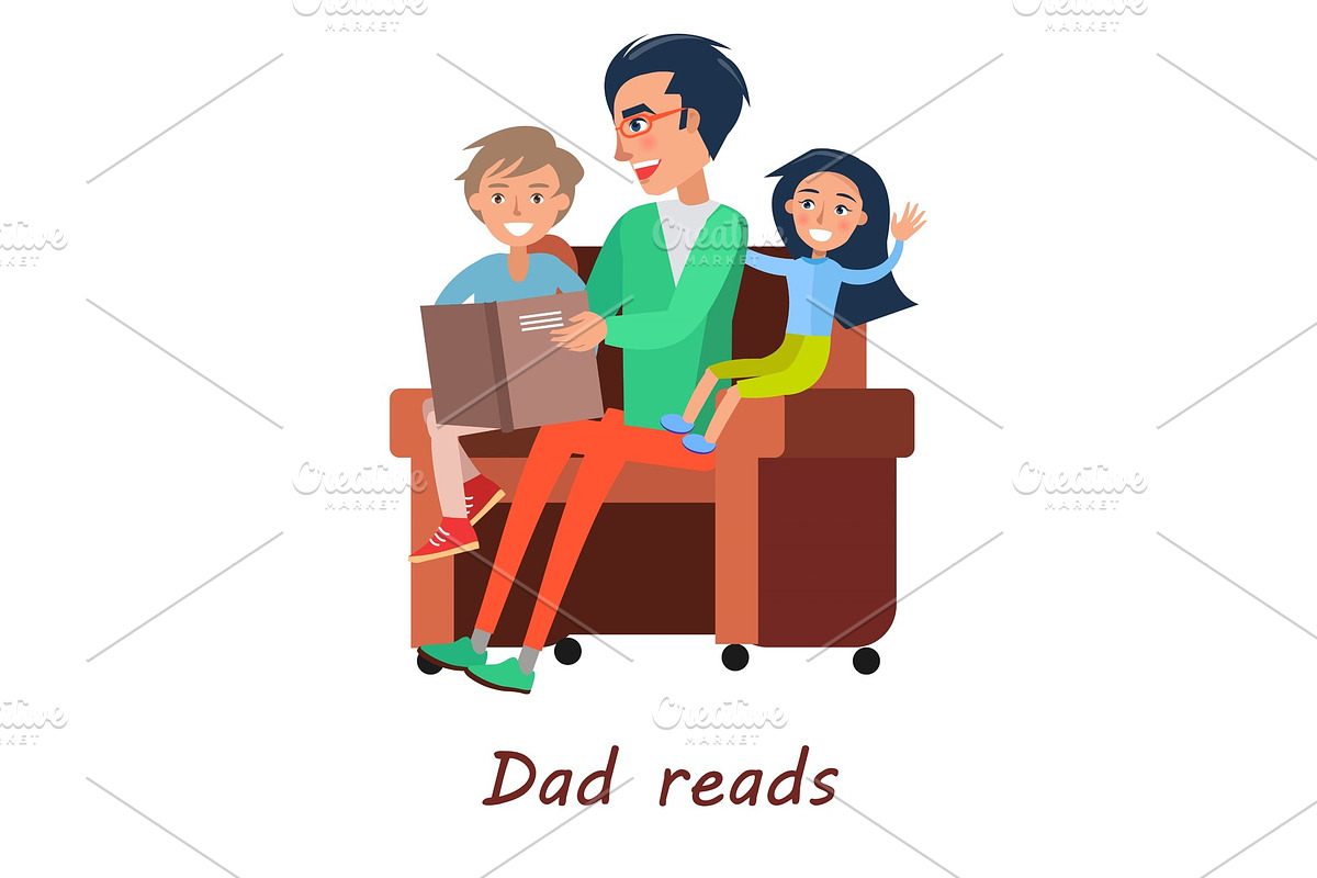 Father Reads Books to his Son and in Illustrations - product preview 8