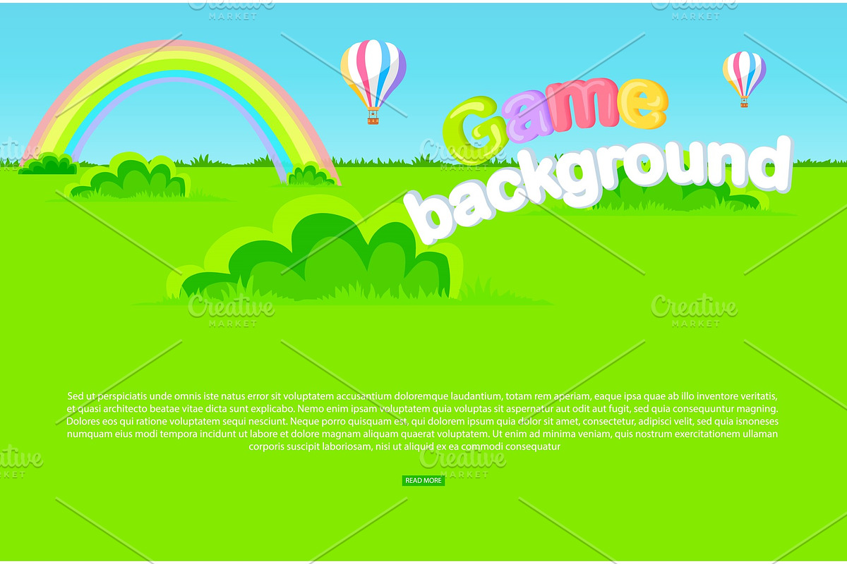 Cartoon Meadow as Game Background in Illustrations - product preview 8
