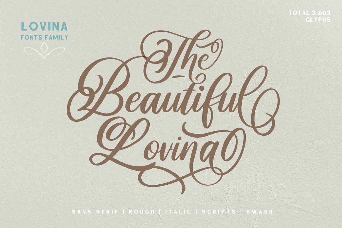 Lovina Fonts Family in Script Fonts - product preview 8