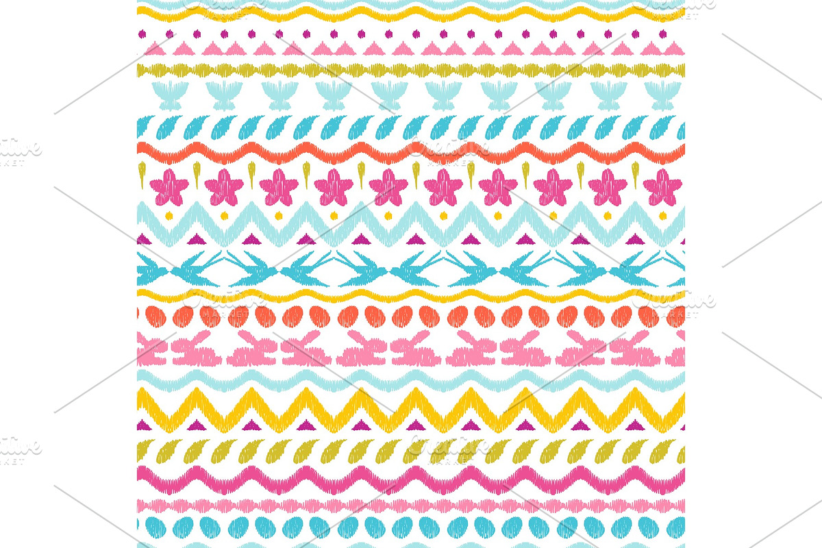 Happy Easter ikat seamless pattern. in Patterns - product preview 8