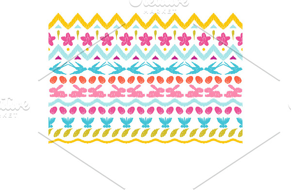 Happy Easter ikat seamless pattern.