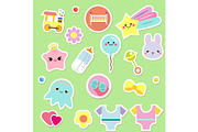 Baby stickers children icons. toys