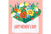 Women's day card Flowers in envelope
