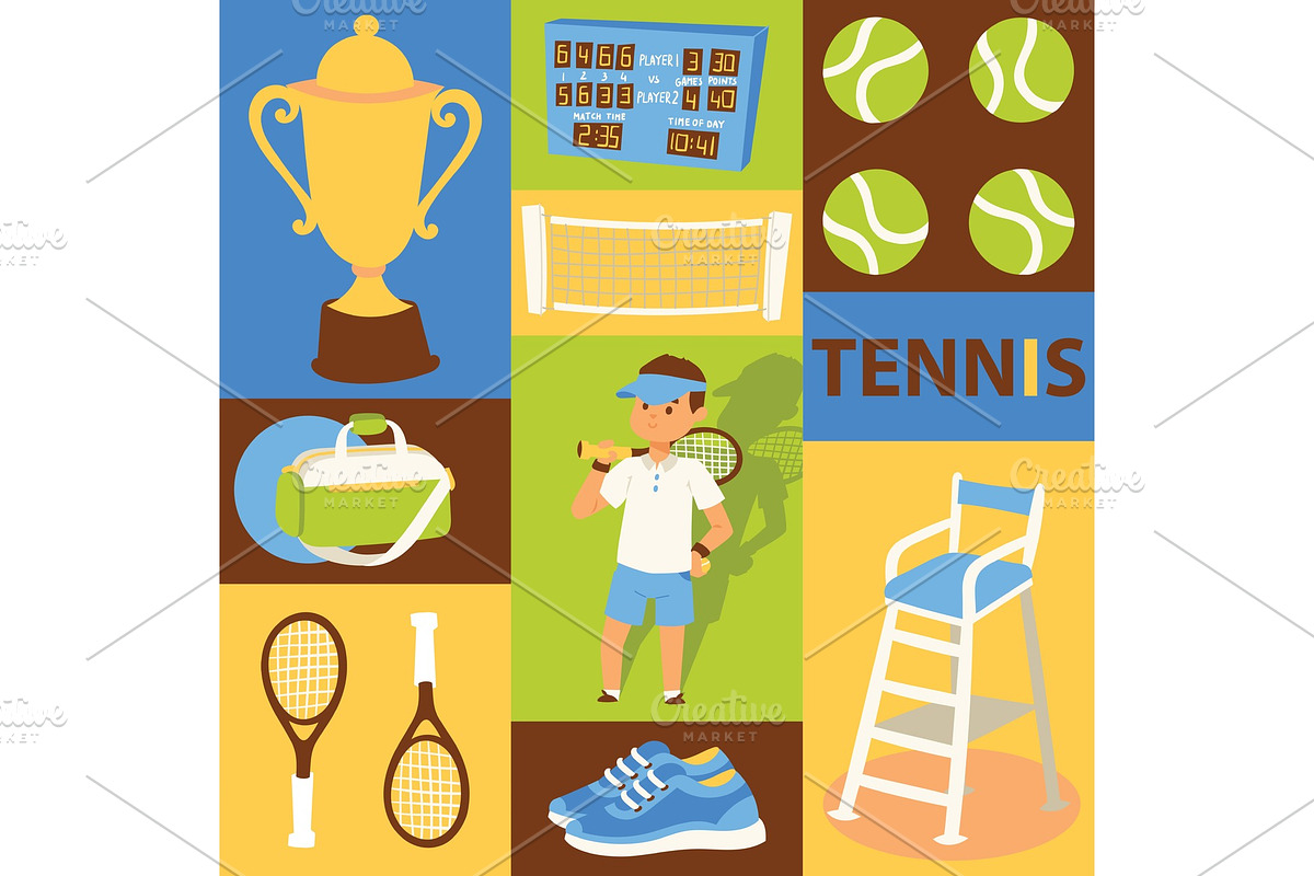 Tennis vector seamless pattern in Illustrations - product preview 8