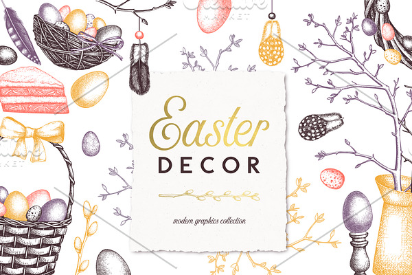 Hand Drawn Easter Design Elements
