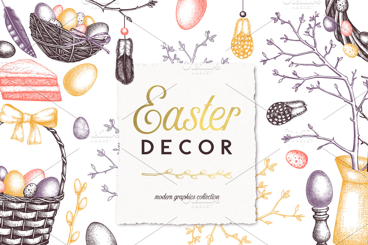 Hand Drawn Easter Design Elements in Objects - product preview 8