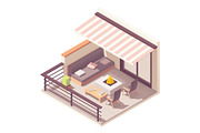 Isometric balcony with furniture