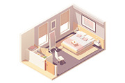 Isometric bedroom and wardrobe