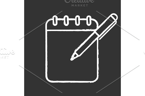 Notepad with pen chalk icon