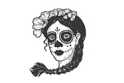 Woman with dead makeup engraving