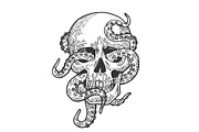 Octopus in human skull vector