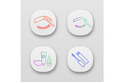 Eyebrows shaping app icons set