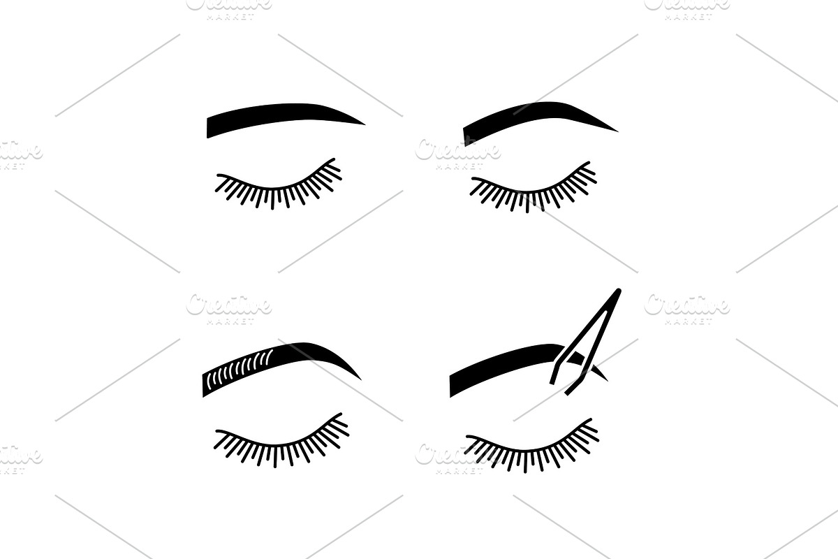 Eyebrows shaping glyph icons set in Icons - product preview 8