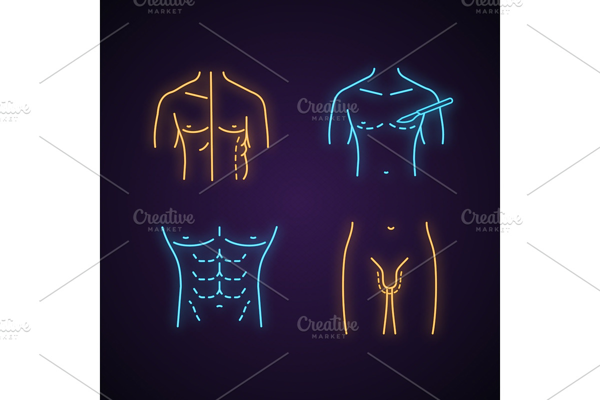 Plastic surgery neon light icons set in Icons - product preview 8